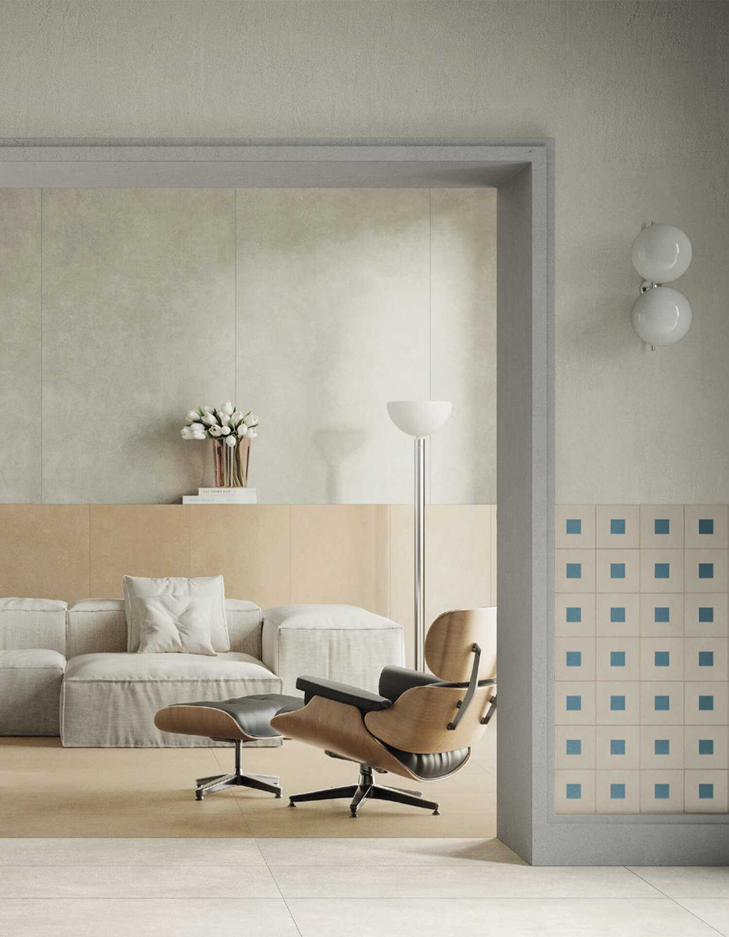 designový keramický obklad obývací pokoj